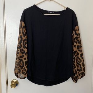 shein long sleeve leopard top